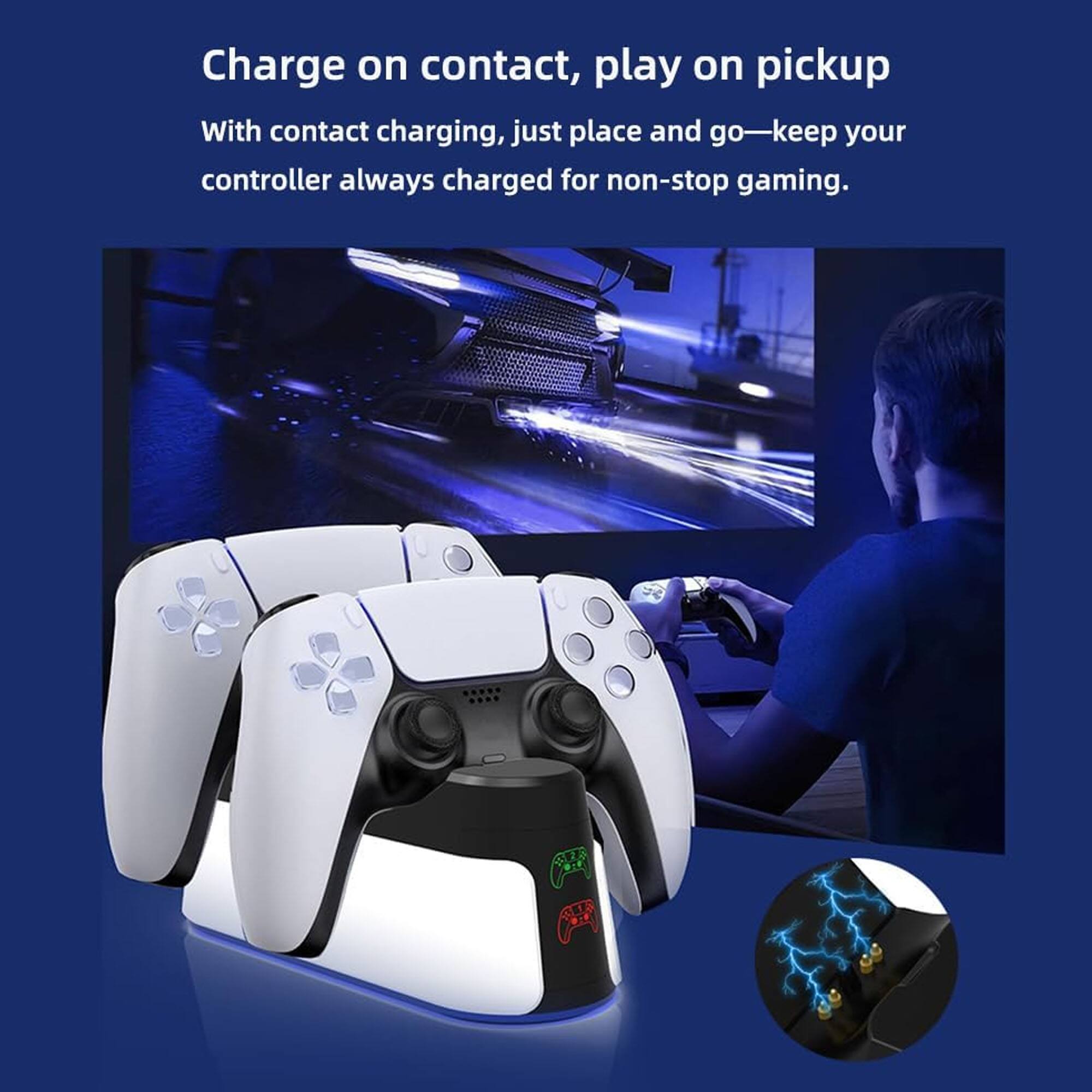Charge on contact, play on pickup

With contact charging, just place and go—keep your controller always charged for non-stop gaming.
