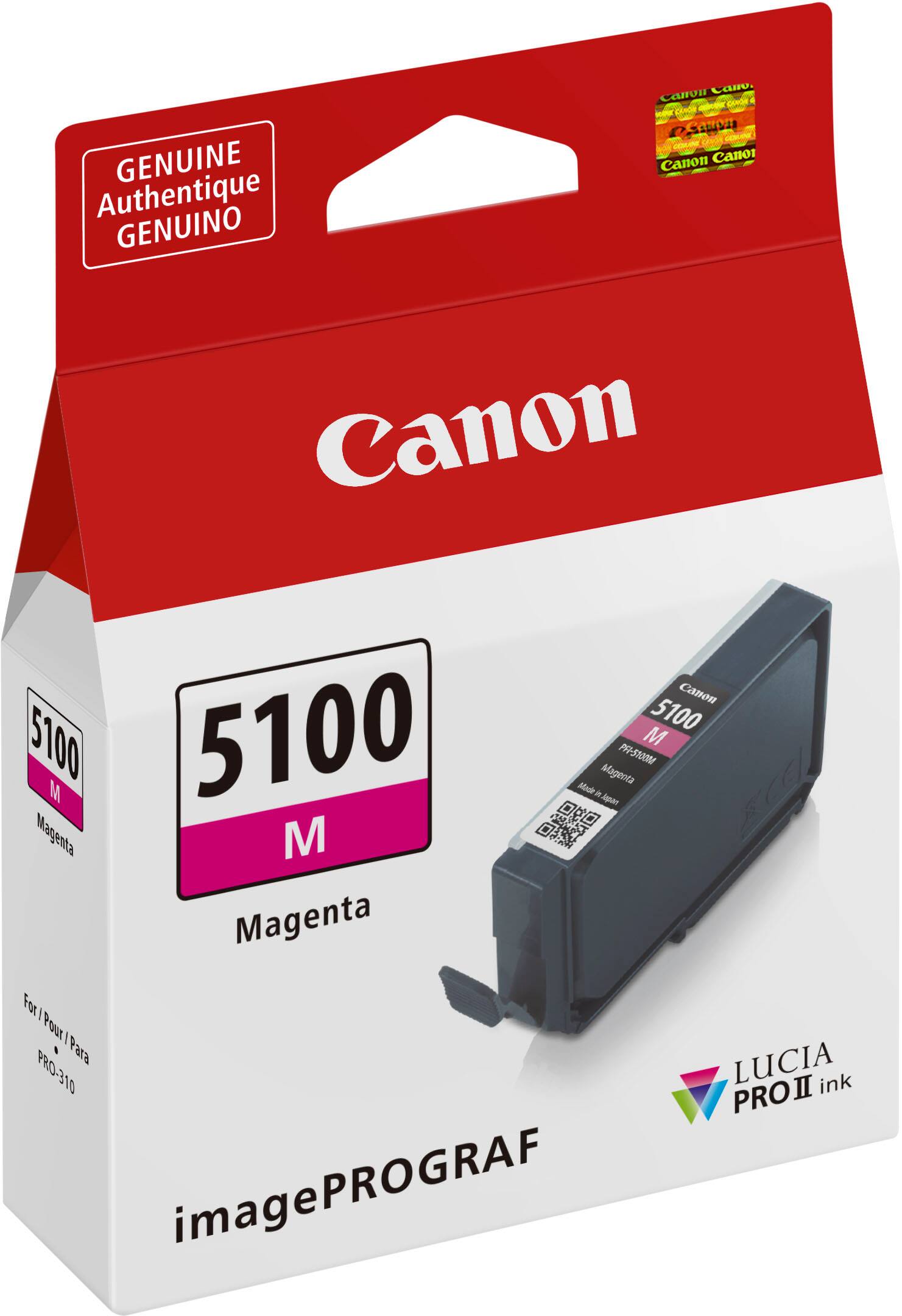 GENUINE Authentique GENUINO Canon Canoa CVORA -eK Cleda DSv - - CO ceNde Canon 5100 5100 5100 M PFI-5T00M Magenta Magenta Magenta For A Pour / Para LUCIA PRO-310 10 PROII ink imagePROGRAF imagePROGRAF