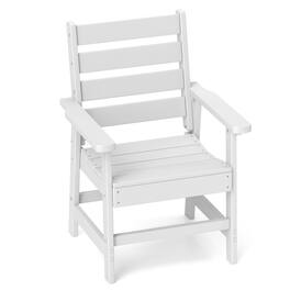 FODINGHILL - HDPE Outdoor Dining Chair with Armrests, All-Weather Comfort for Patio, Pool, and Deck - White