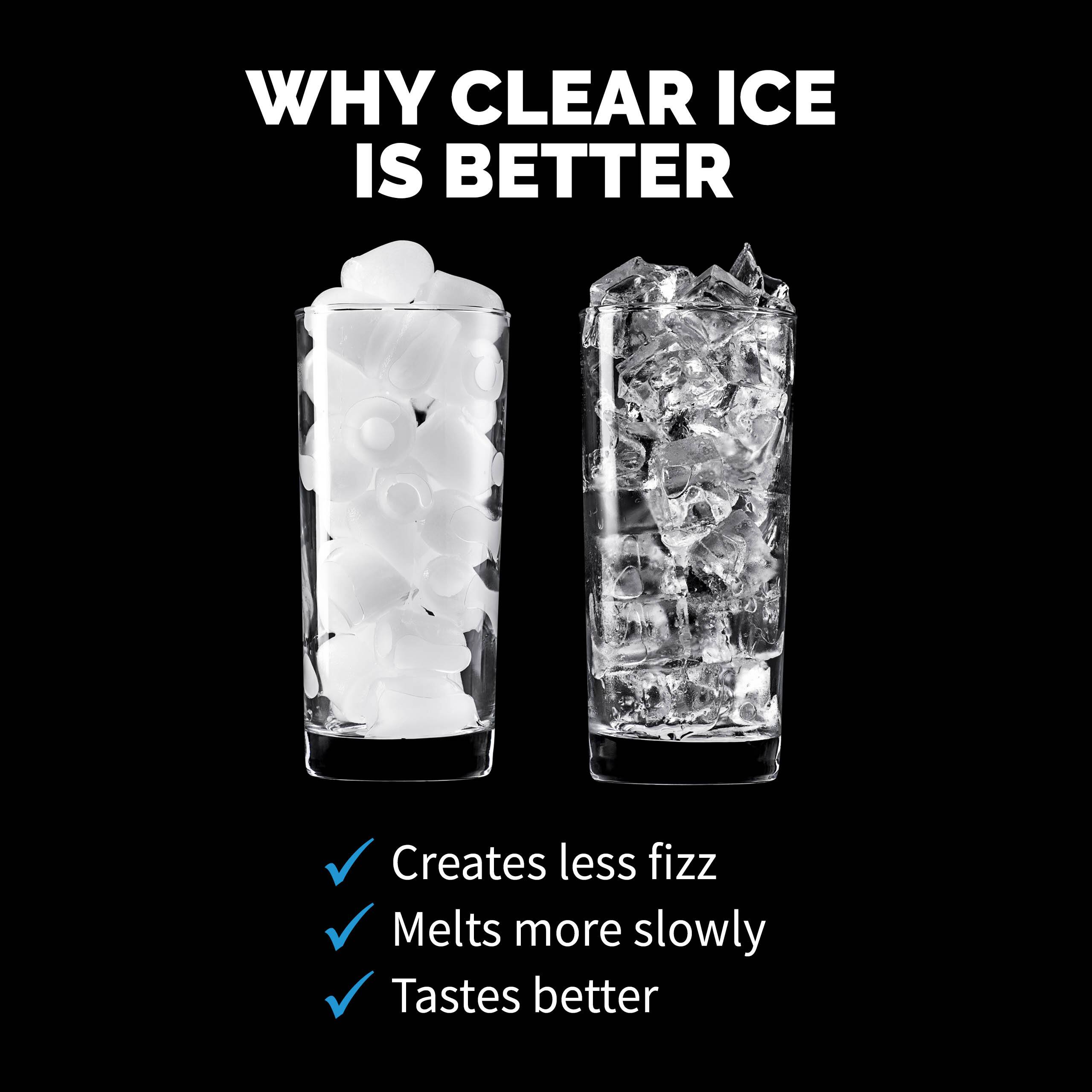 WHY CLEAR ICE IS BETTER:
Creates less fizz
Melts more slowly
Tastes better