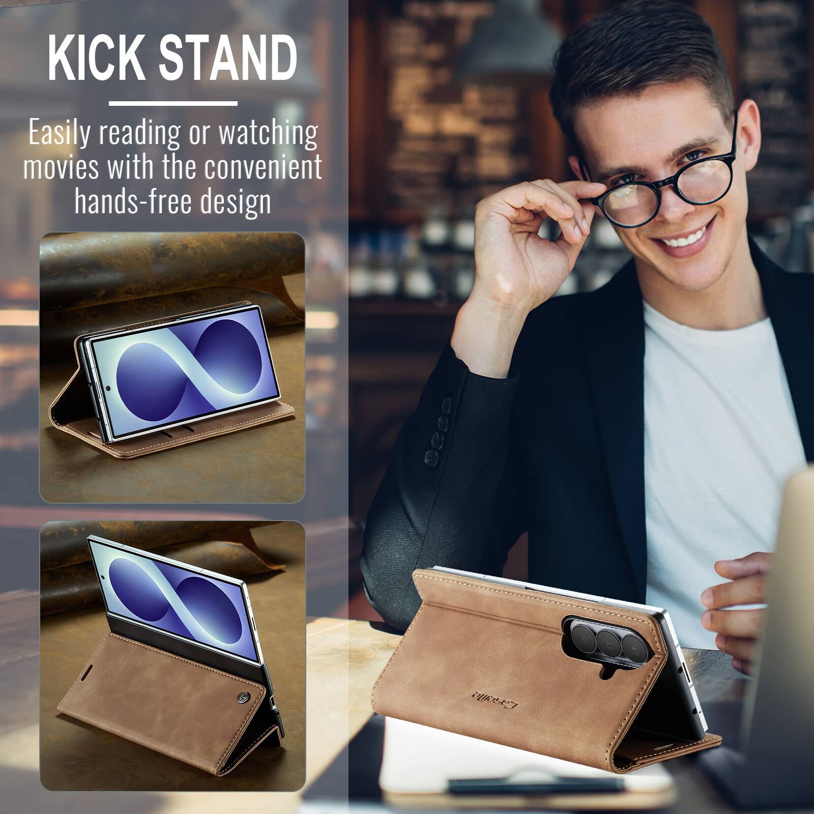 KICK STAND

Easily reading or watching movies with the convenient hands-free design
