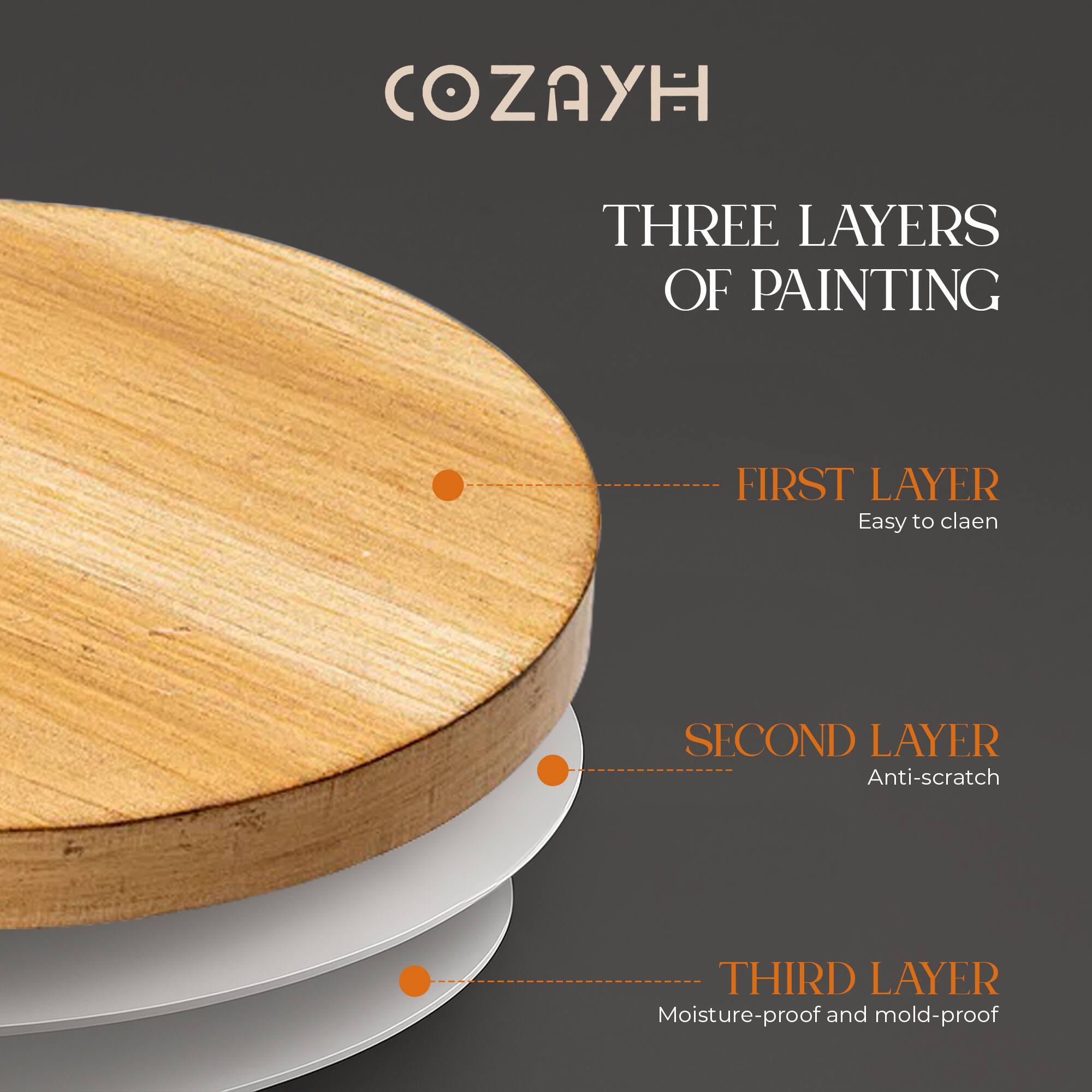 COZAYH

THREE LAYERS OF PAINTING

FIRST LAYER  
Easy to clean

SECOND LAYER  
Anti-scratch

THIRD LAYER  
Moisture-proof and mold-proof