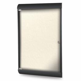 Ghent - 42⅛"x27¾" 1-Dr Silhouette Encl Bulletin Bd, Black Frame, Vinyl Fabric - Ivory
