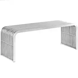 Pipe 47" Stainless Steel Bench by Modway - Silver