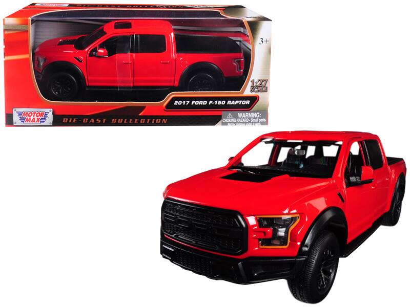2017 Ford F-150 Raptor Pickup Truck Wheels 1/27 Diecast Model Car by Motormax - Red With Black