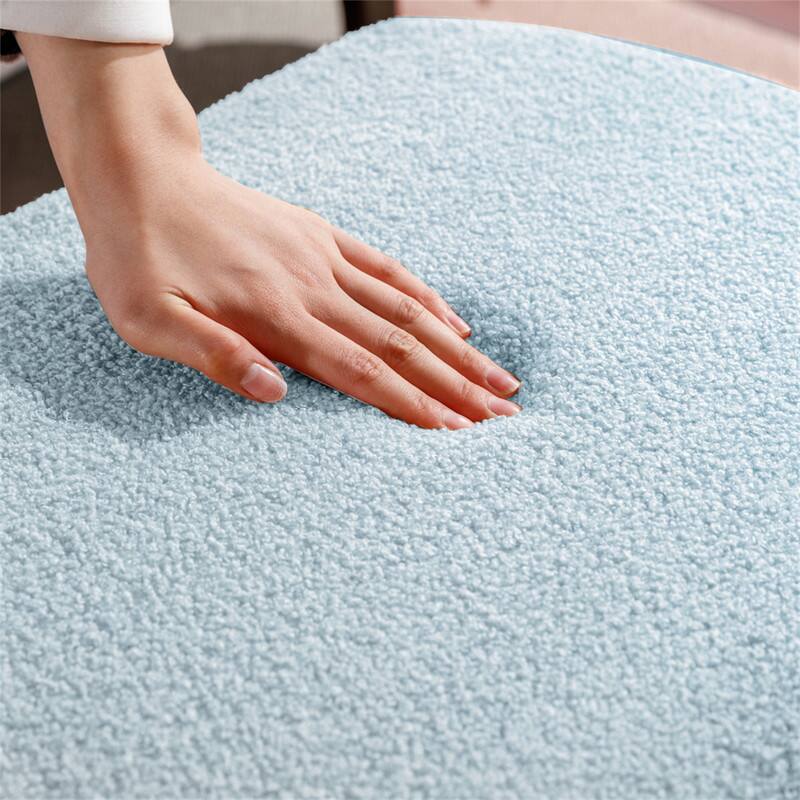 Alt View 1. HTUTWOO - Storage Ottoman Bench for Bedroom - Faux Fur Upholstered Bench with Gold Legs, Padded Storage Bench for Living Room - Blue.