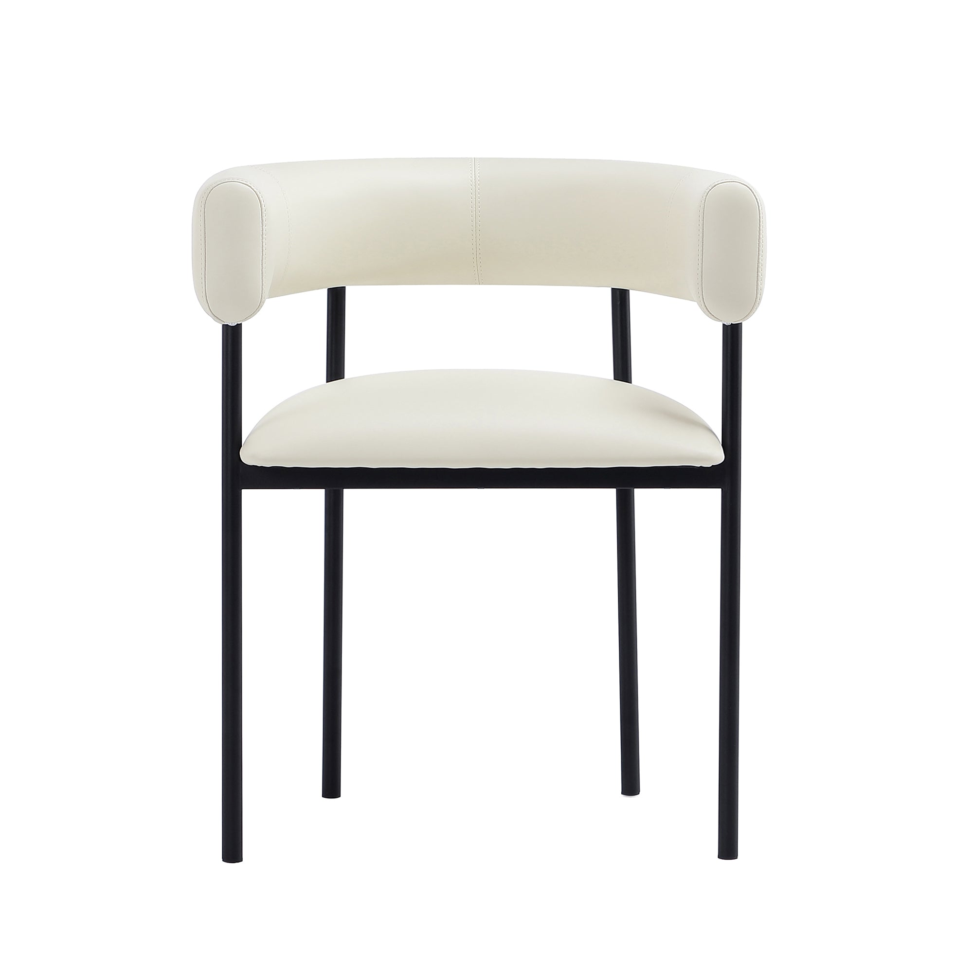 Alt View 2. Manhattan Comfort - Onda Contemporary Metal Vegan Leather Dining Chair - Ivory.
