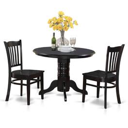East West Furniture - 3 Pc small Kitchen Table set-Round Table and 2 Kitchen Chairs - Black