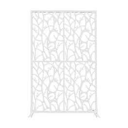 COWLOWN - Metal Privacy Screen 3.8ft W x 6ft H Freestanding Outdoor and Indoor Divider for Patio Balcony Bird Design - White