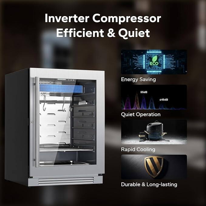 Inverter Compressor  
Efficient & Quiet  

- Energy Saving  
- Quiet Operation (55dB, <45dB)  
- Rapid Cooling  
- Durable & Long-lasting