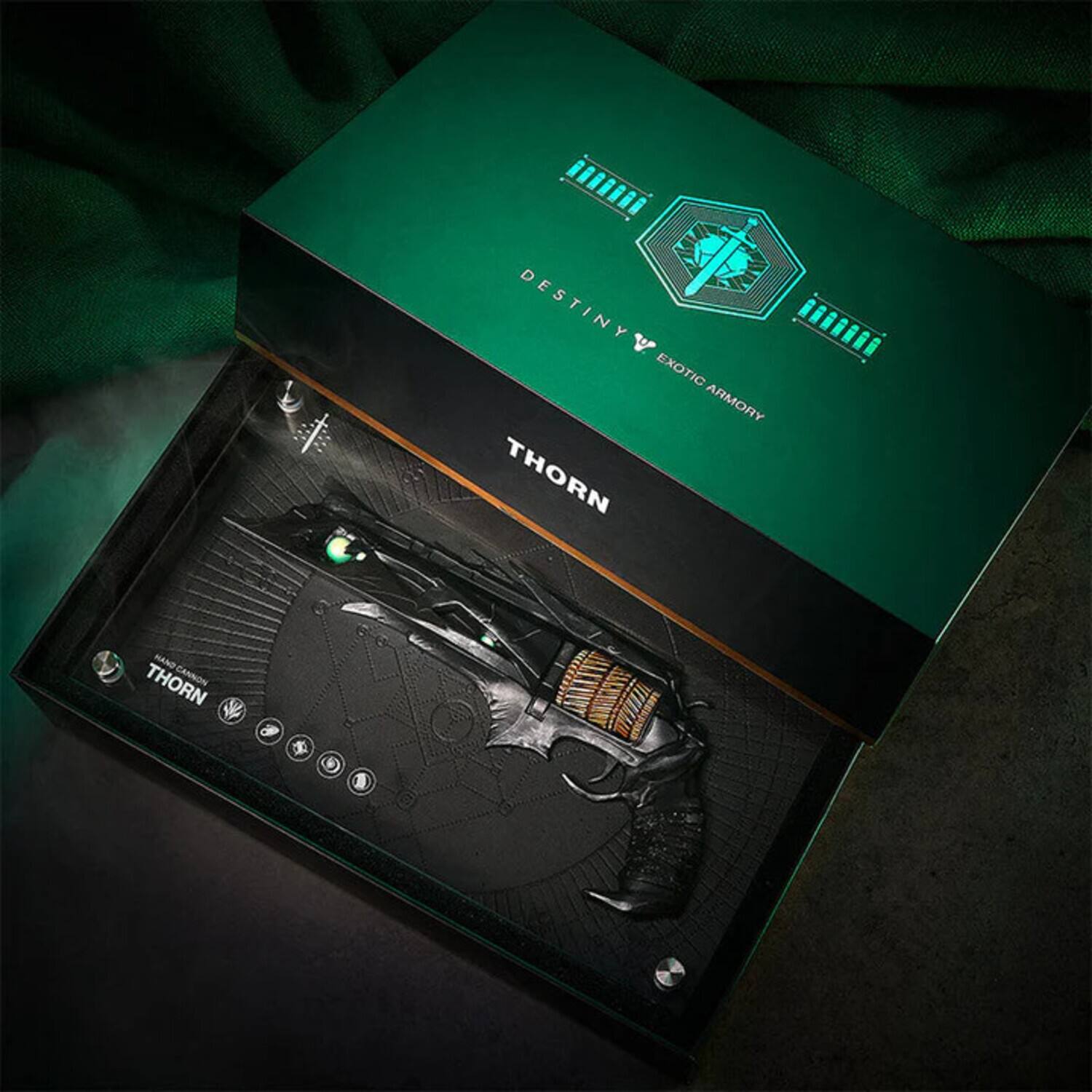 The text in the image is: "Destiny Exotic Armory Thorn Thorn Cannon."