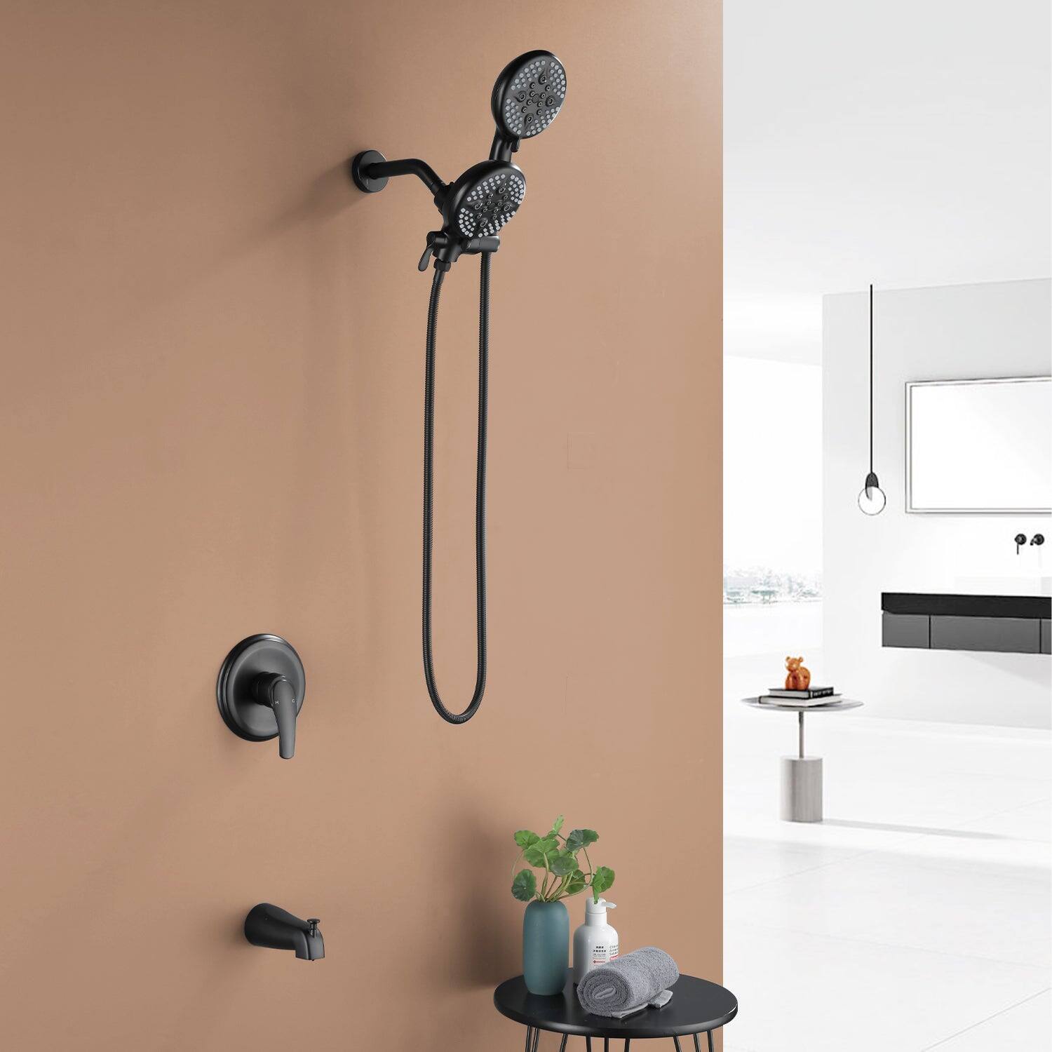 Alt View 2. Boyel Living - Matte Black Shower Set with Five Function Rain Shower and Handheld Shower and cUPC Pressure Balance Valve - Matte Black.