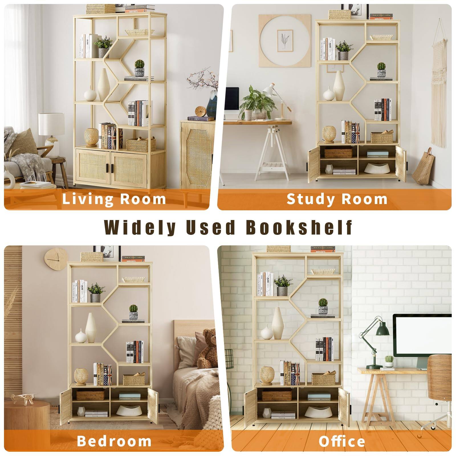 Living Room  
Study Room  
Widely Used Bookshelf  
Bedroom  
Office
