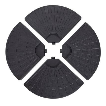 Front. Nuu Garden - Outdoor 4-Piece 52L Fan-shaped Patio Umbrella Base, HDPE Plastic, Black - Black.