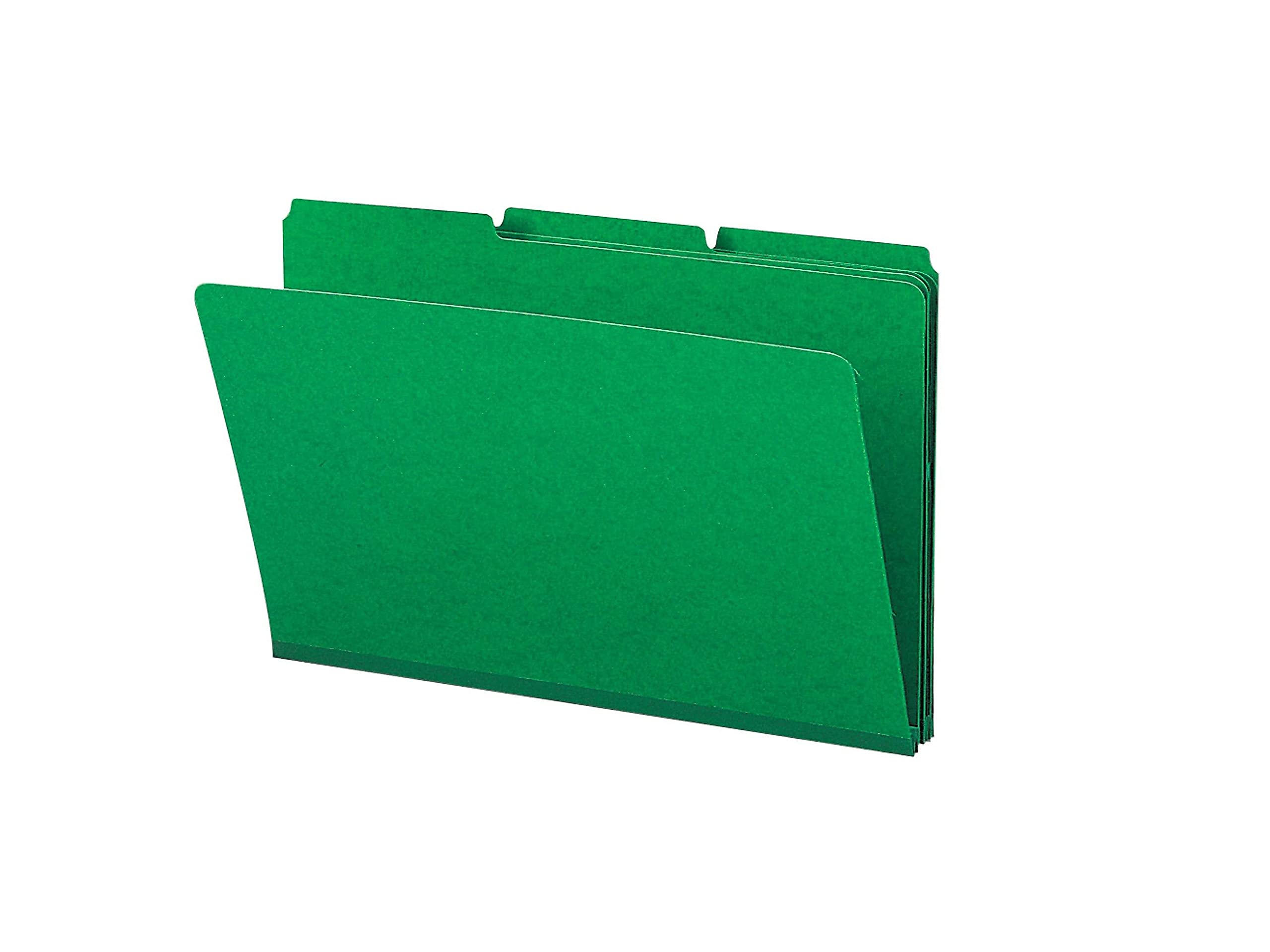 Left. Smead Manufacturing - Expanding Recycled Heavy Pressboard Folders, 1/3-Cut Tabs: Assorted, Legal Size, 1" Expansion, Green, 25/Box.