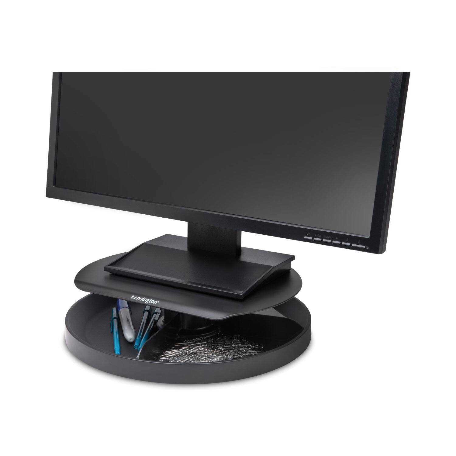 Alt View 2. Kensington - Kensington K52787WW Spin2 12.6 in. x 12.6 in. x 2.25 in. to 3.5 in. Monitor Stand with SmartFit - Black.