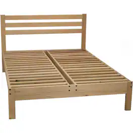 Hivvago - CA size Solid Wood Platform Bed Frame with Slatted Headboard - Brown