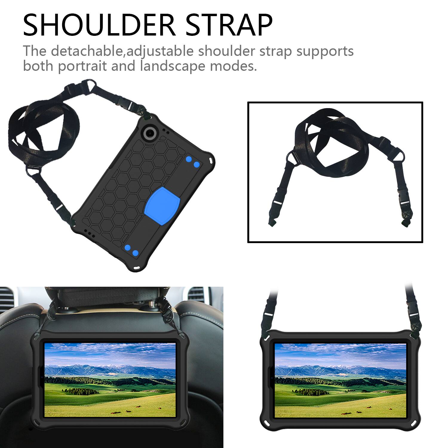 SHOULDER STRAP

The detachable, adjustable shoulder strap supports both portrait and landscape modes.