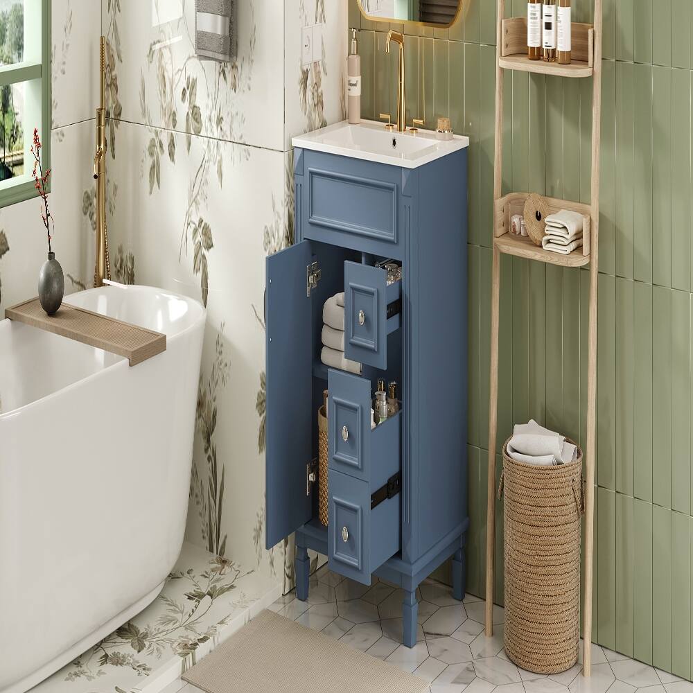 Alt View 10. Loheer - Loheer 24 inch bathroom vanity with sink Blue Small Bathroom Vanity Solid Wood Frame - Blue.