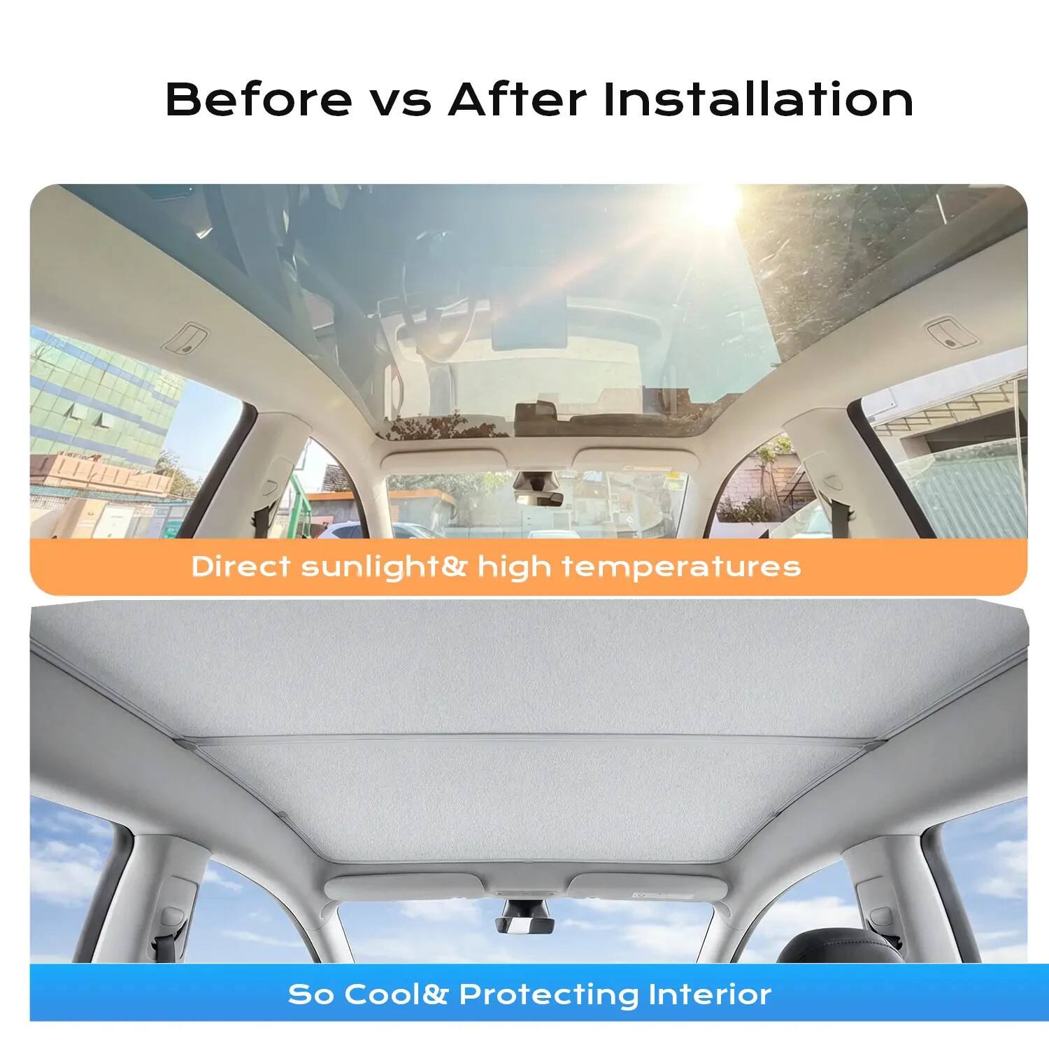 Before vs After Installation

Direct sunlight & high temperatures

So Cool & Protecting Interior