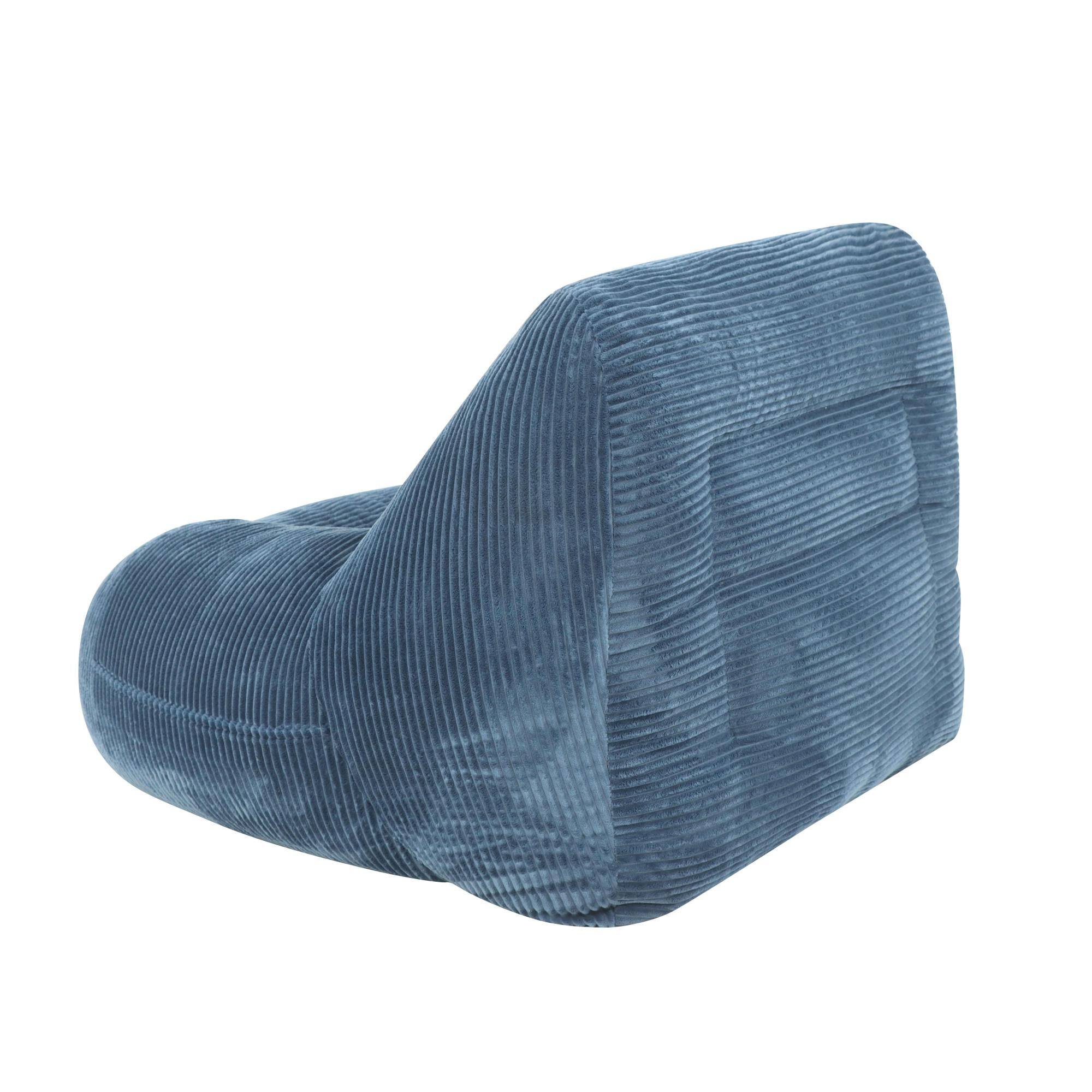 Alt View 4. GOODSILO - Plush Corduroy Fabric Beanbag Sofa for Cozy Living Spaces and Comfortable Lounging - Blue.