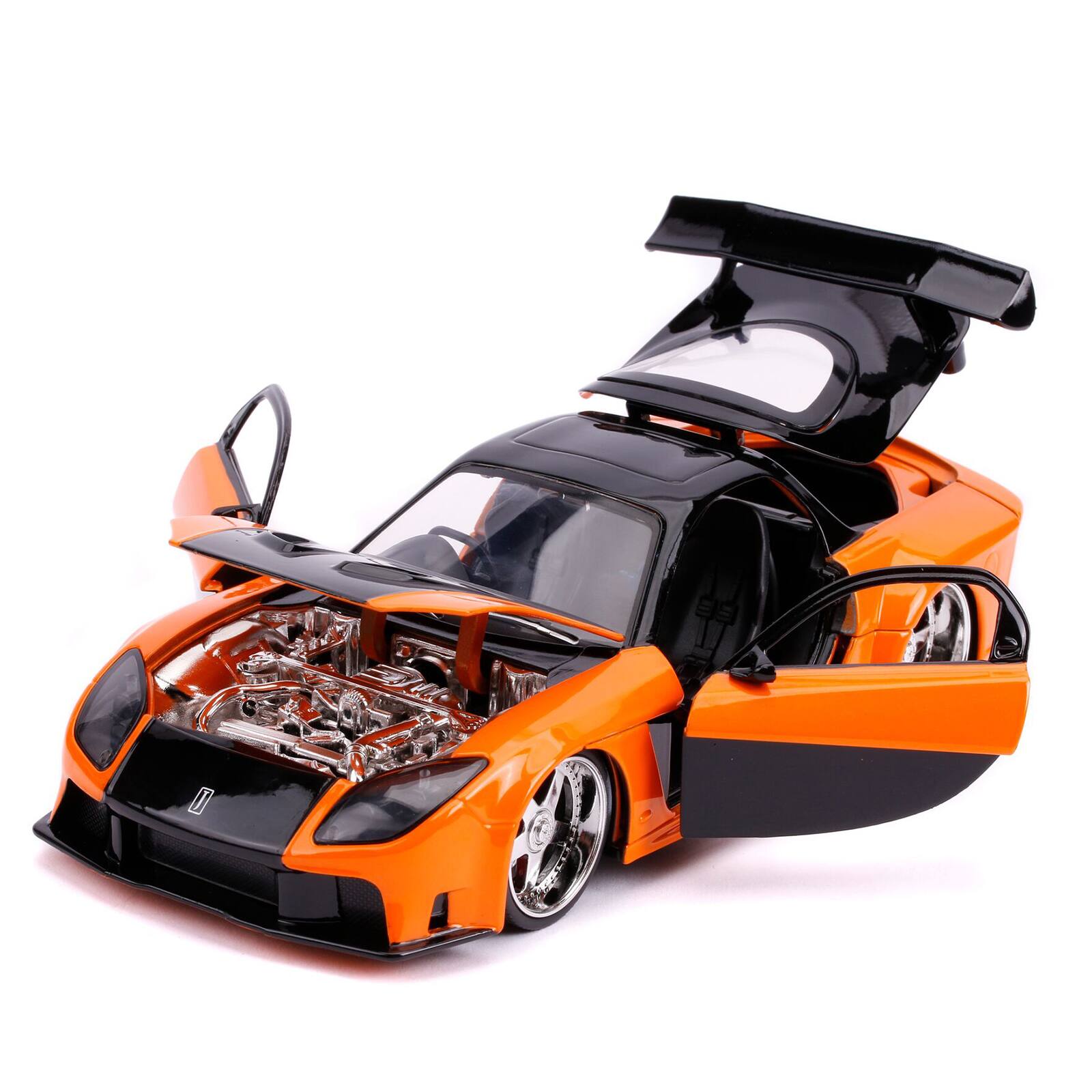Alt View 3. Jada - Han's Mazda RX-7 RHD Orange and Black "25 Years of Fast & Furious" Series 1/24 Diecast Model Car by Jada.