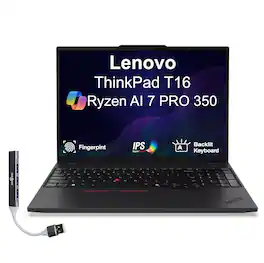 Lenovo - ThinkPad T16 Laptop 16.0 WUXGA Display (Ryzen AI 7 PRO 350, 16GB, 1TB SSD, AMD Radeon 860M, Win 11 Pro) w/USB Hub - Black