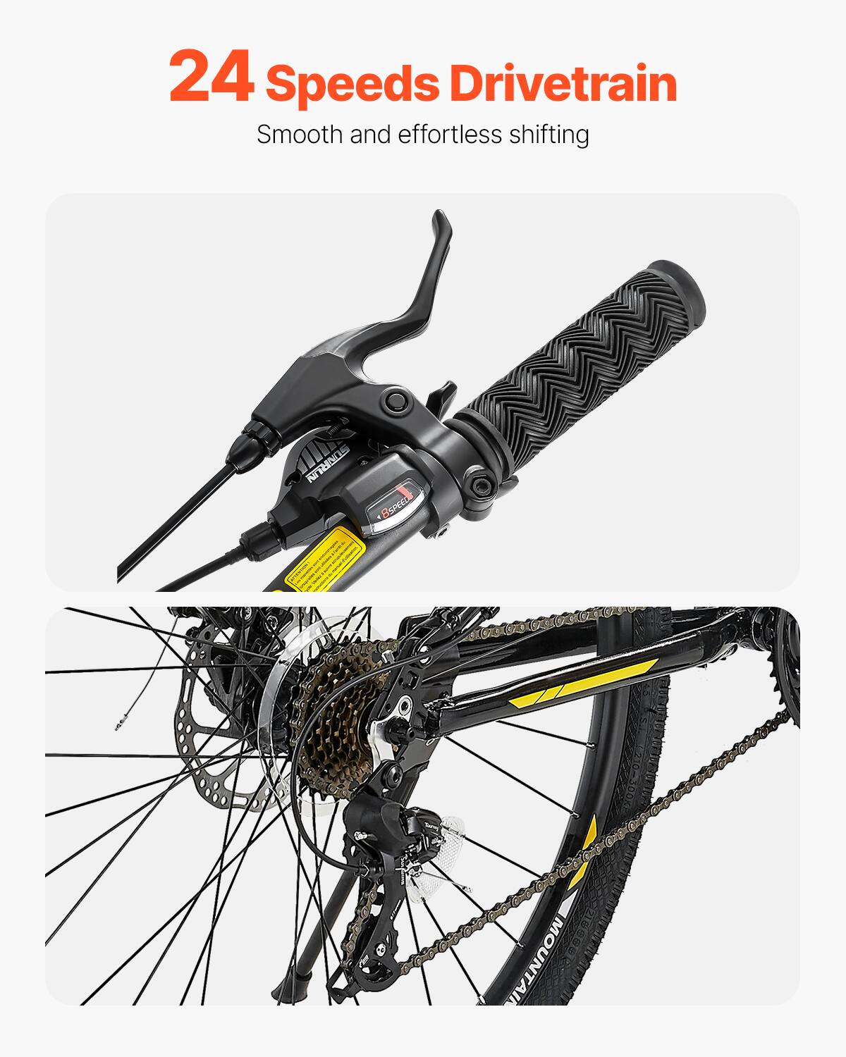 24 Speeds Drivetrain, Smooth and effortless shifting, NTRINDS RSPEer I 4 MOUNTAIN