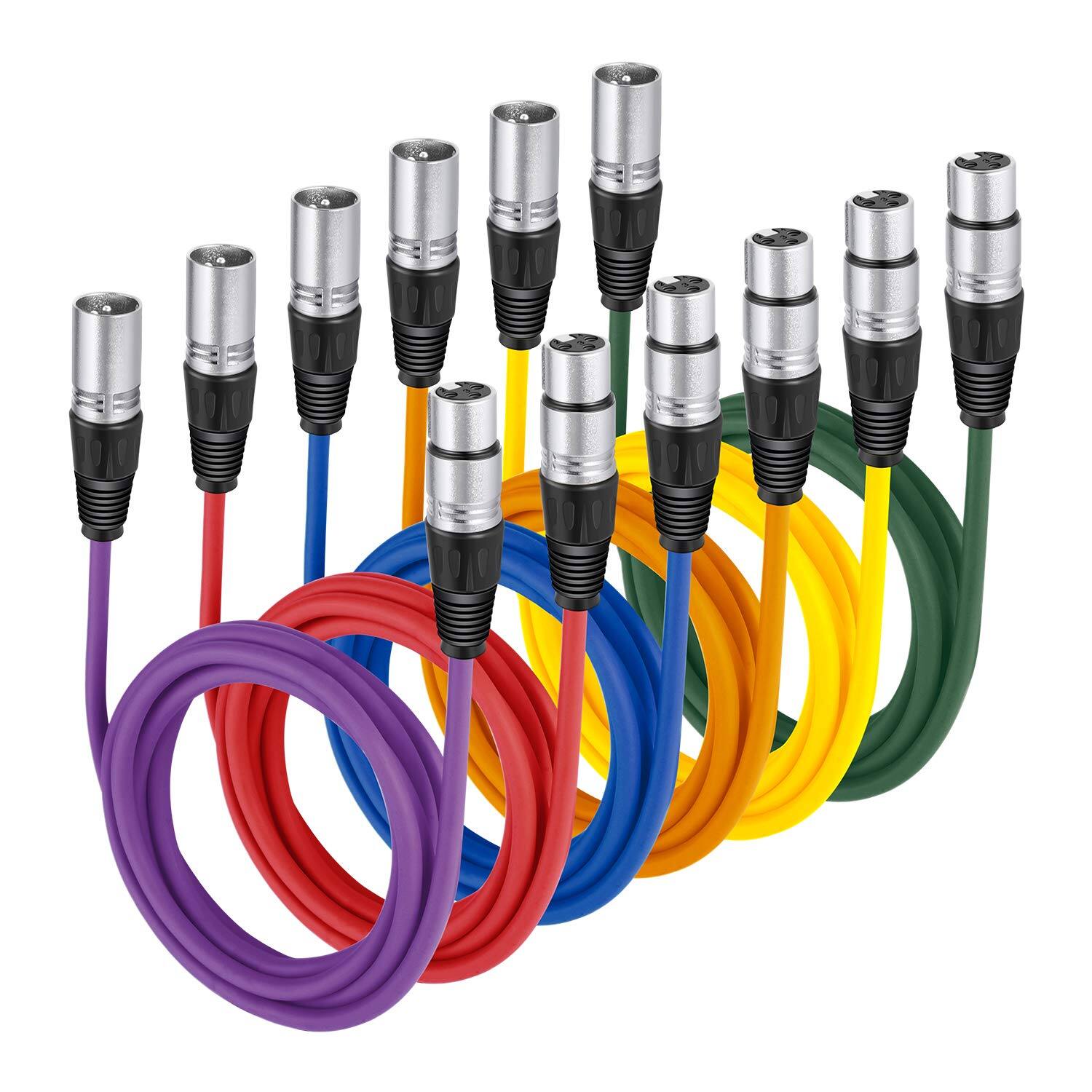 Front. Neewer - 6-Color 6.5ft XLR Cable Set, Male to Female, Balanced Audio, for Mics/Mixers, 6-Piece.