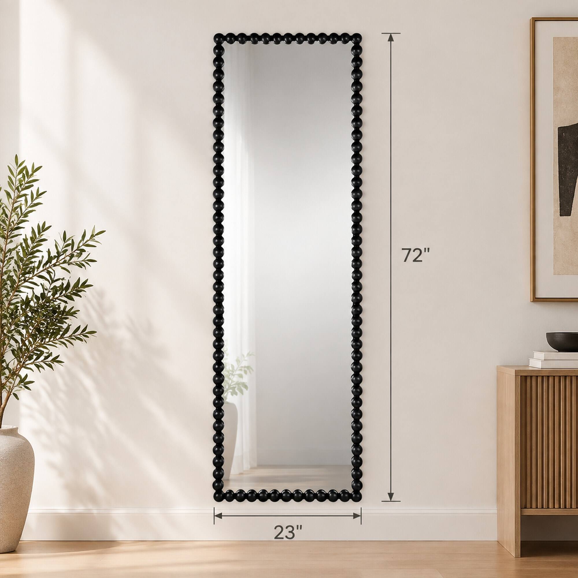 RYHNUYNE 23 x 72 Inch Full Length Mirror, Beaded Iron Frame ...
