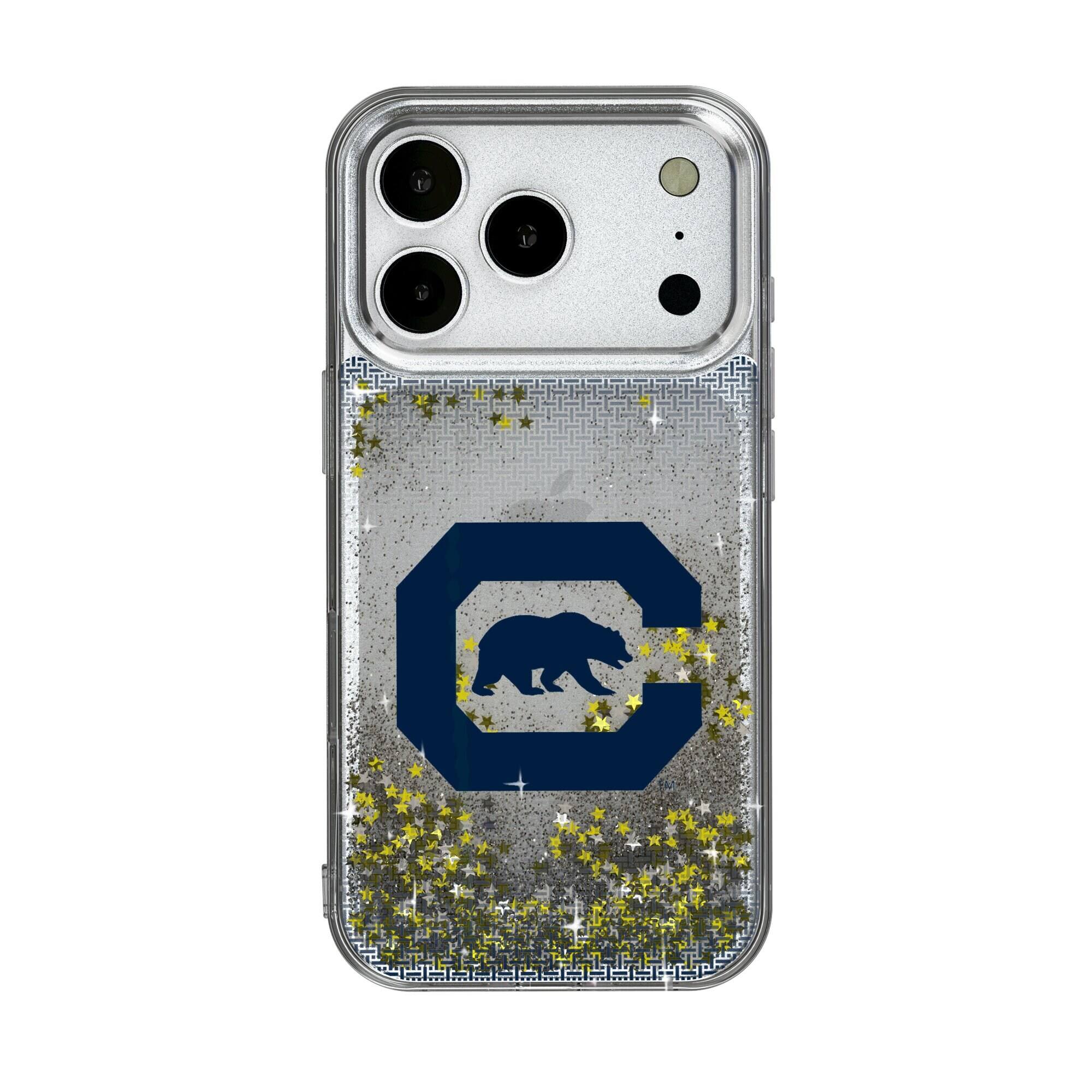 Front. Keyscaper - Cal Bears Linen Logo iPhone Glitter Case - 14 Pro - Multicolor.