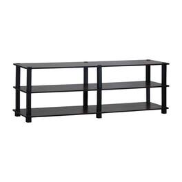 FurniFact - Dark Cherry/Black TV Stand with 3 Tiers and Engineered Wood Storage - Brown Black