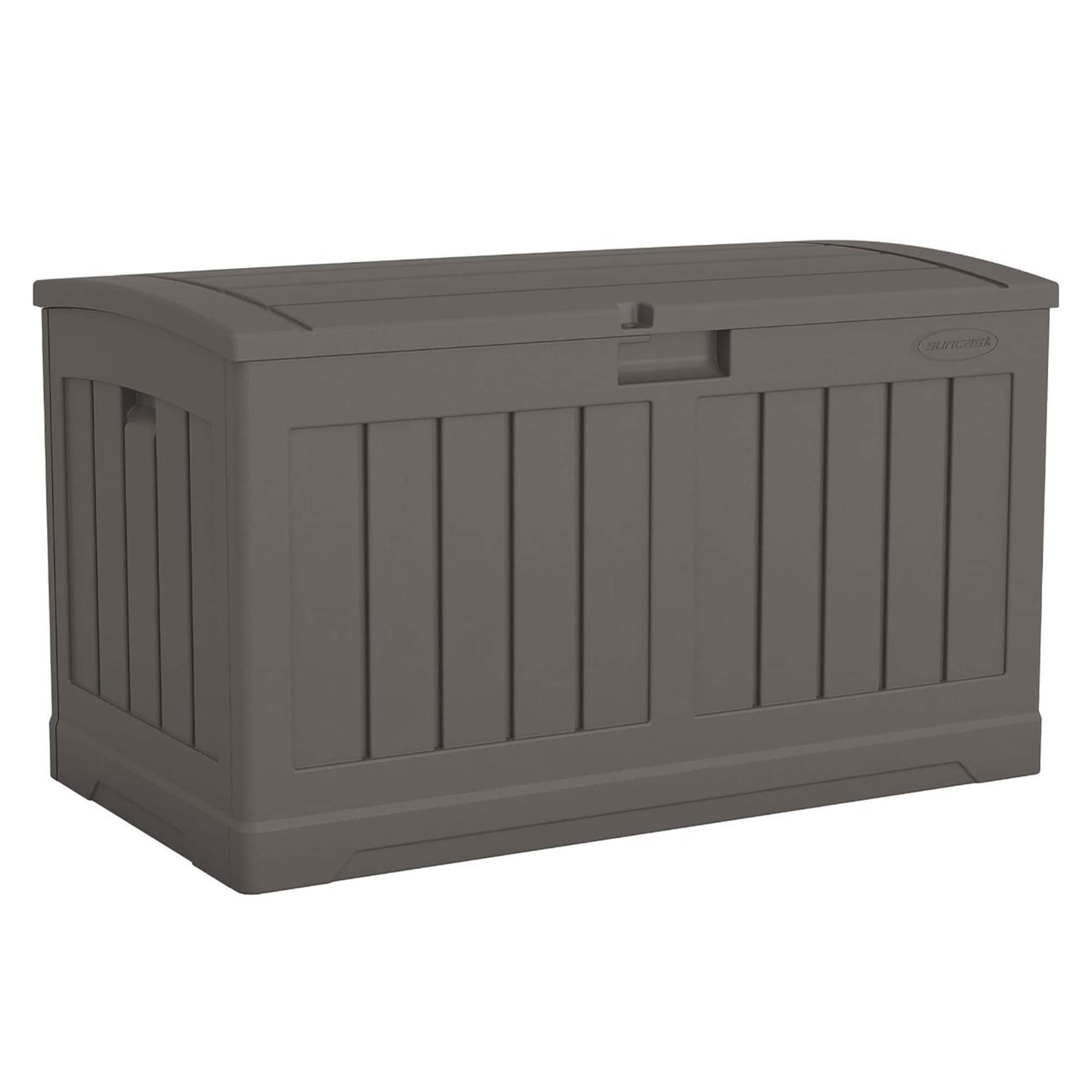 Suncast - 50 Gallon Plastic Deck Box with Molded Lockable Feature for Home, Gray - STONEY