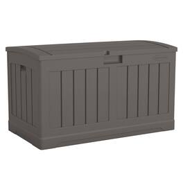 Suncast - 50 Gallon Plastic Deck Box with Molded Lockable Feature for Home, Gray - STONEY