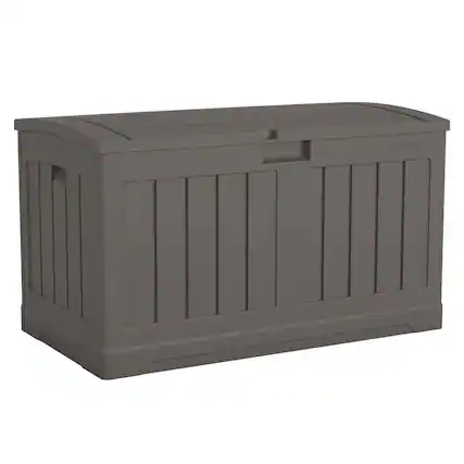 Front. Suncast - Suncast 50 Gallon Plastic Deck Box with Molded Lockable Feature for Home, Gray - STONEY.
