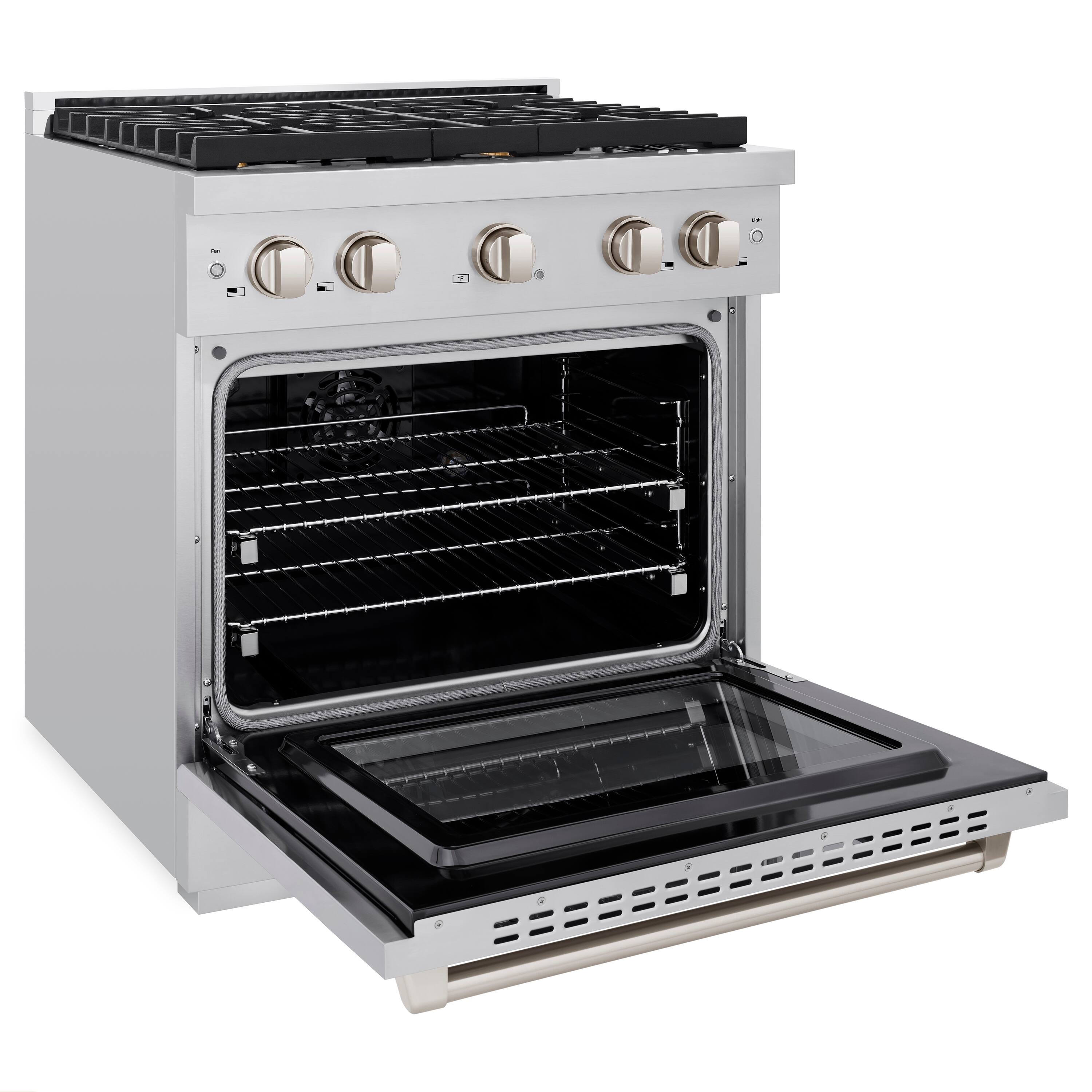 Alt View 1. ZLINE - ZLINE 30" Paramount Dual Fuel Stainless Steel Range with 4 Brass Burners and Convection Oven (SDR-BR-30) - Stainless Steel.