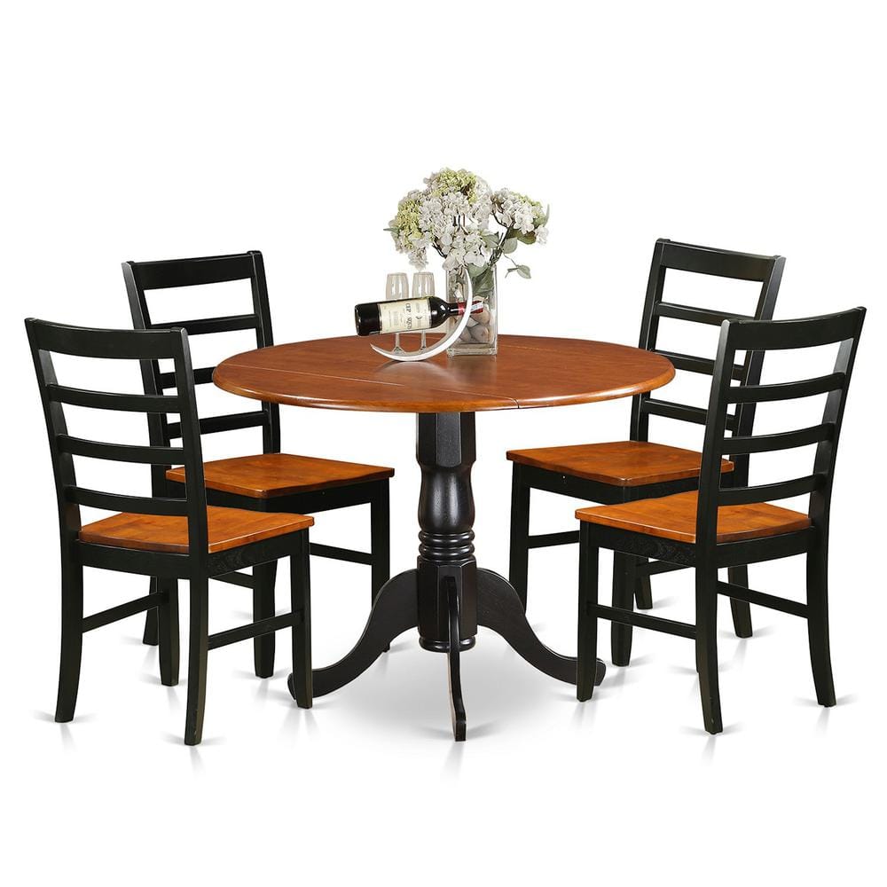 East West Furniture - 5 PC Kitchen Table set-Dining Table and 4 Wooden Kitchen Chairs - Black & Cherry price history on PriceWatchPro