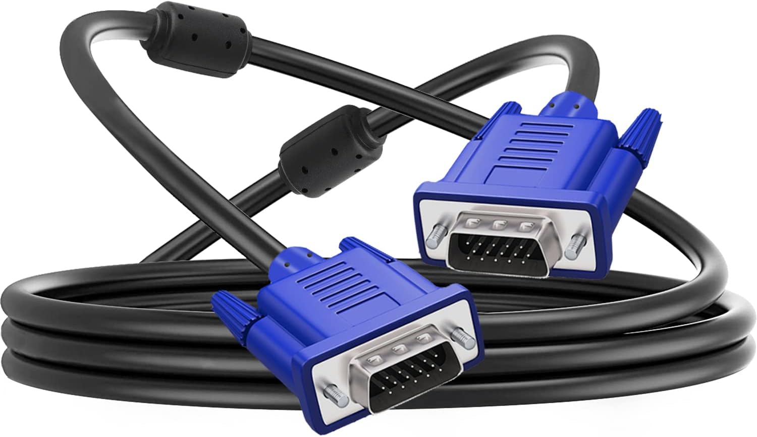 Core Tech - VGA to VGA Monitor Cable with Dual Ferrite Cores - 10 ft - Blue