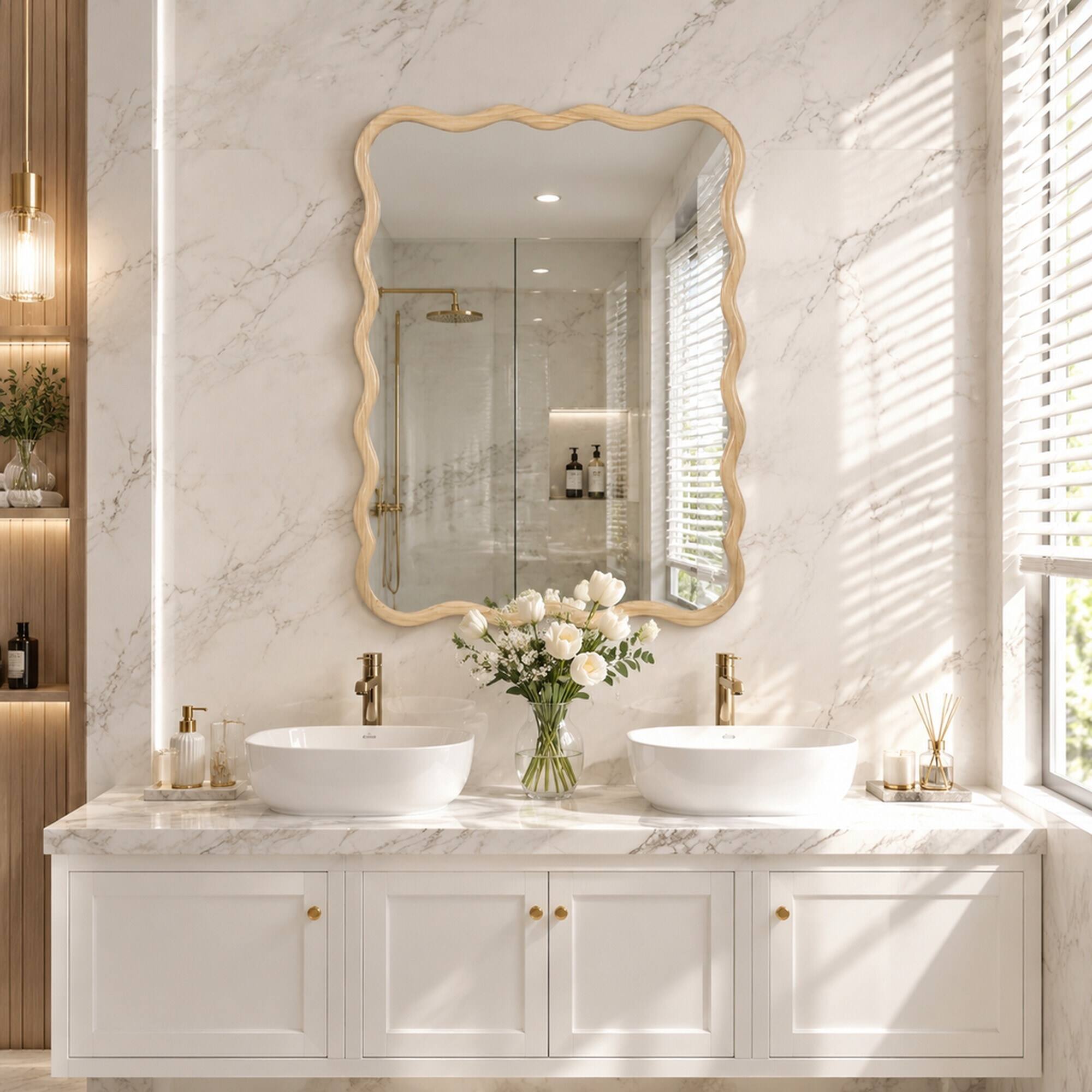 RYHNUYNE Wavy Rectangle Wall, Solid, 40 x 28 in, HD Glass, Farmhouse ...