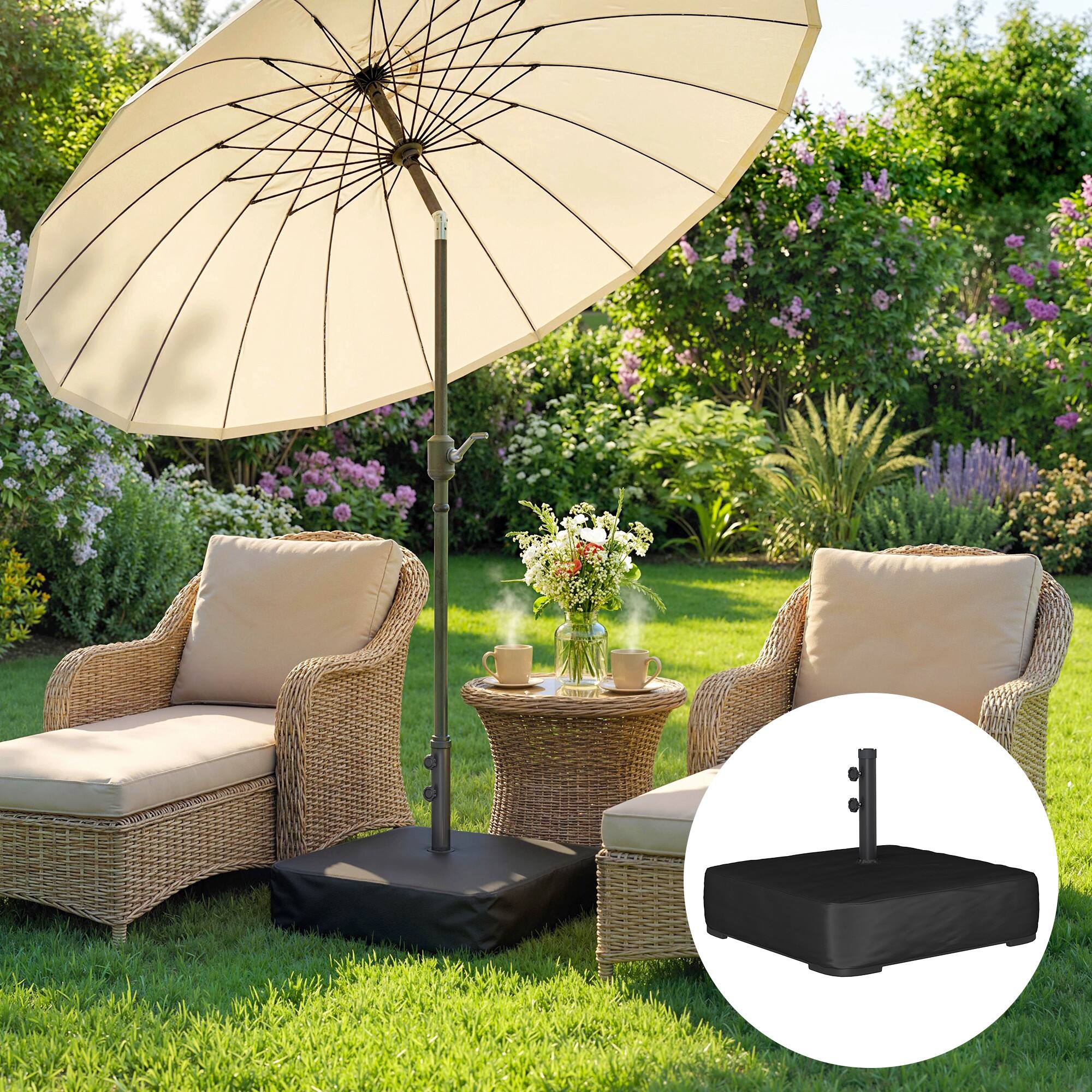 Alt View 1. Outsunny - Parasol Base 176 lbs Sand Filled Heavy Duty Stand for Cantilever Umbrellas and 1.9" Poles - Black.