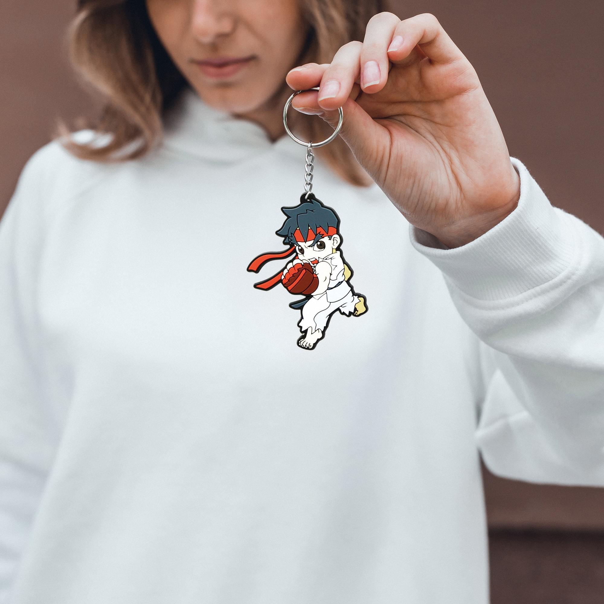 Alt View 1. Multiverse Studio - Street Fighter Chibi Key Chain, Ryu - Red.