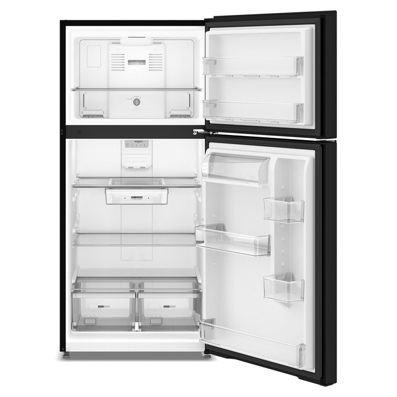 Angle. Whirlpool - 30 inch wide 19 cu. ft. Top Freezer Refrigerator with Total Coverage Cooling - Black.