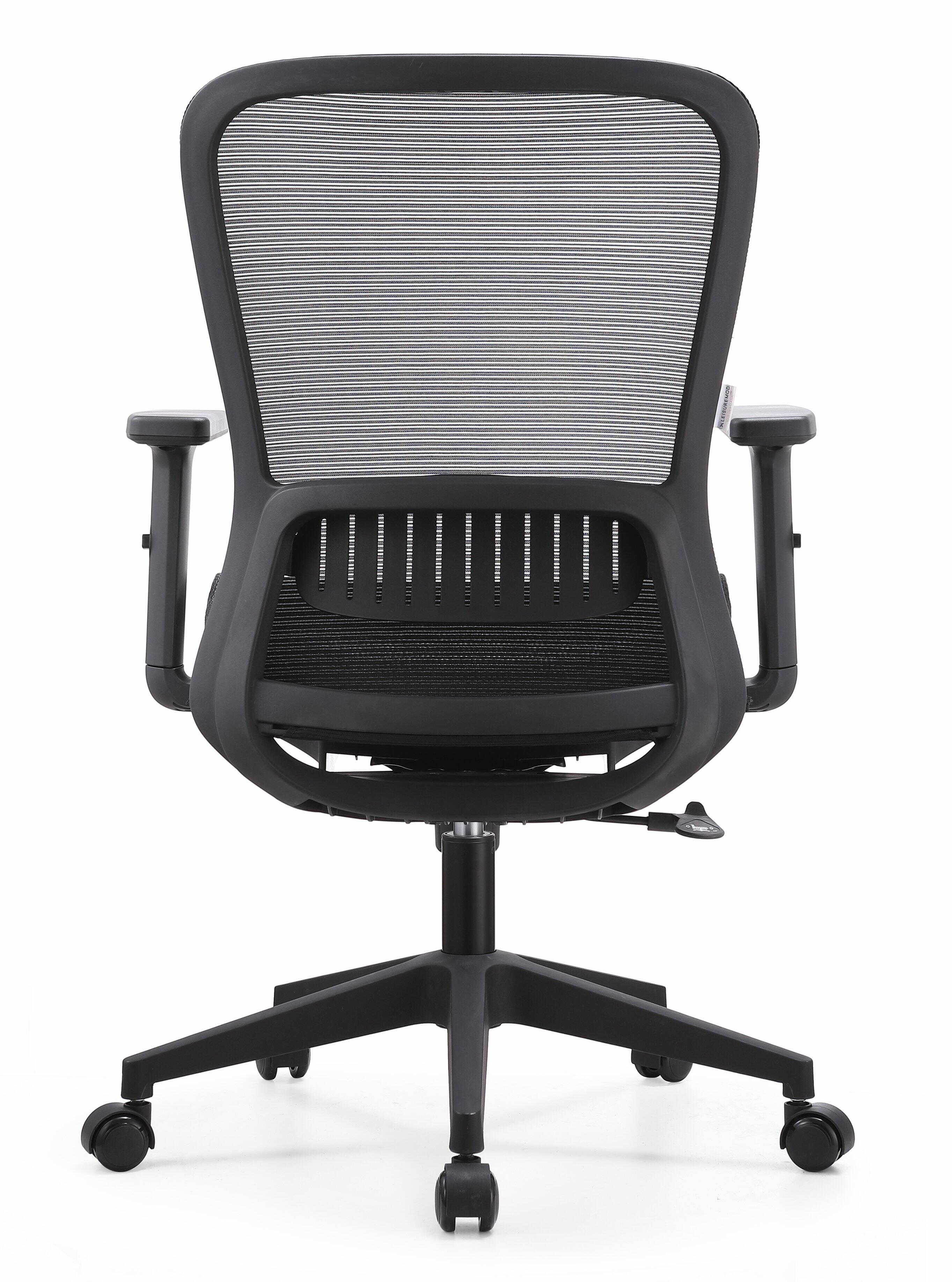 Alt View 2. LeisureMod - Amanda Collection Mesh Seat Office Chair, Ergonomic Executive Swivel Computer Desk Chair with Wheels, Home Office - Black.
