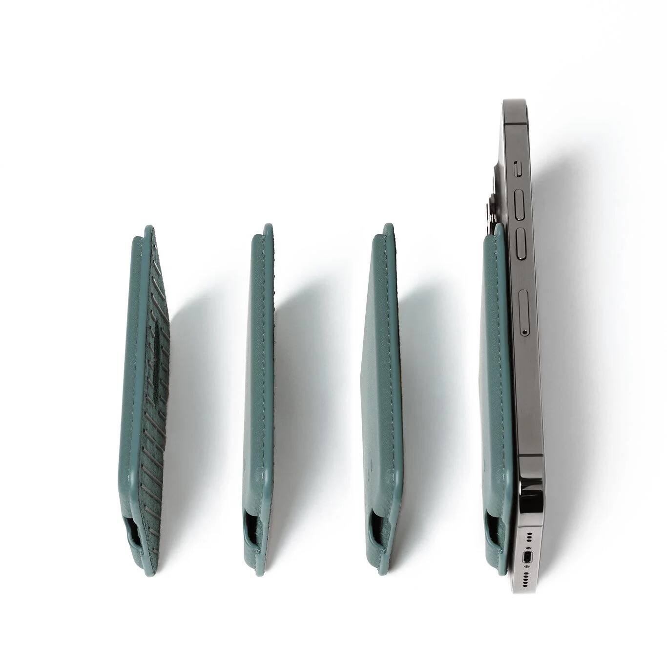 Alt View 5. Mujjo - Full Leather MagSafe Wallet for iPhone - Livid Green.