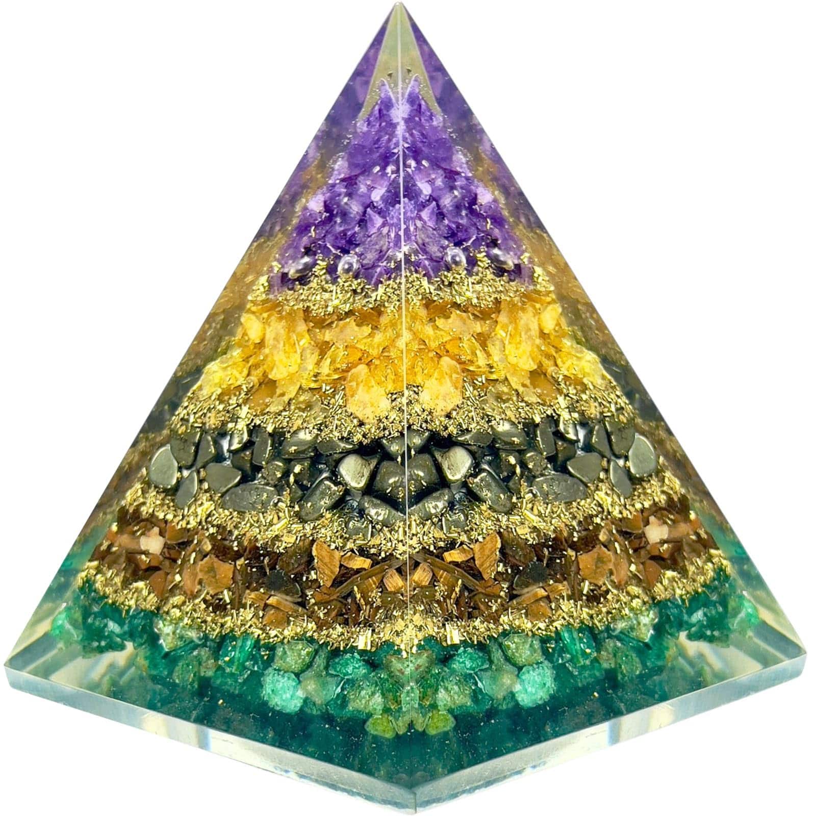 Alchemy Casas - Citrine Orgonite Pyramid for Wealth, Meditation & Energy Balance – Handcrafted Success Decor - Serpentine