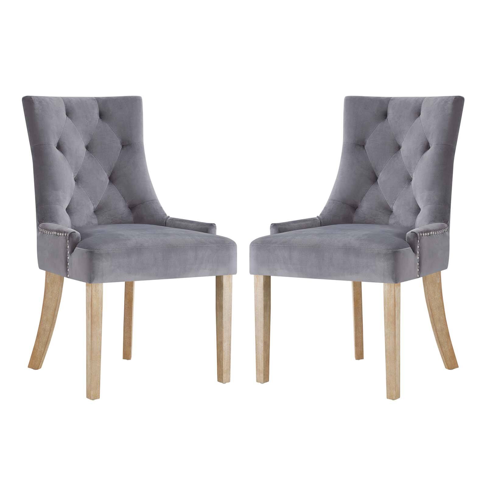 Angle. Modway - Pose Performance Velvet Dining Chair Set of 2 by Modway - Gray.
