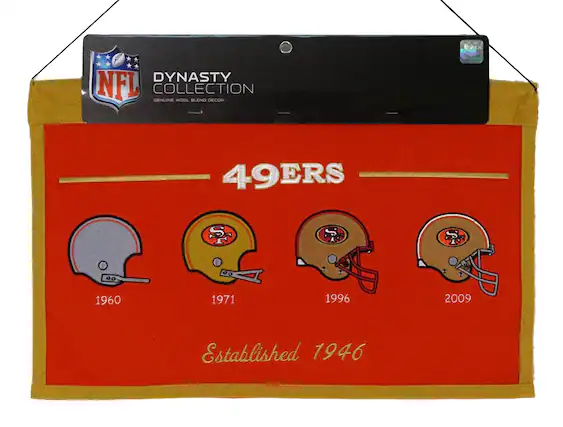 DYNASTY COLLECTION
NFL
GENUINE WOOL BLEND DECOR
49ERS
1960
1971
1996
2009
Established 1946