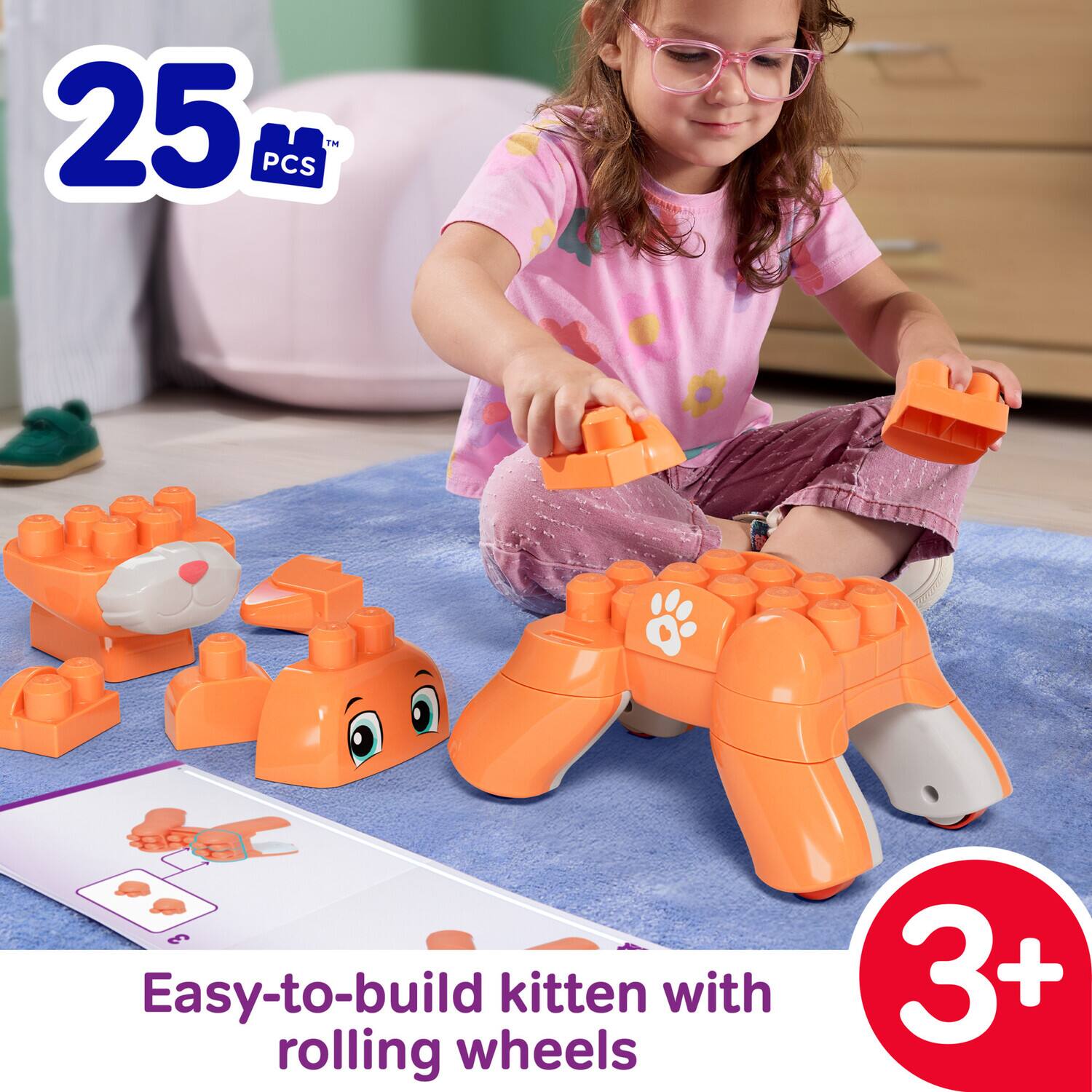 25 PCS TM  
Easy-to-build kitten with rolling wheels  
3+