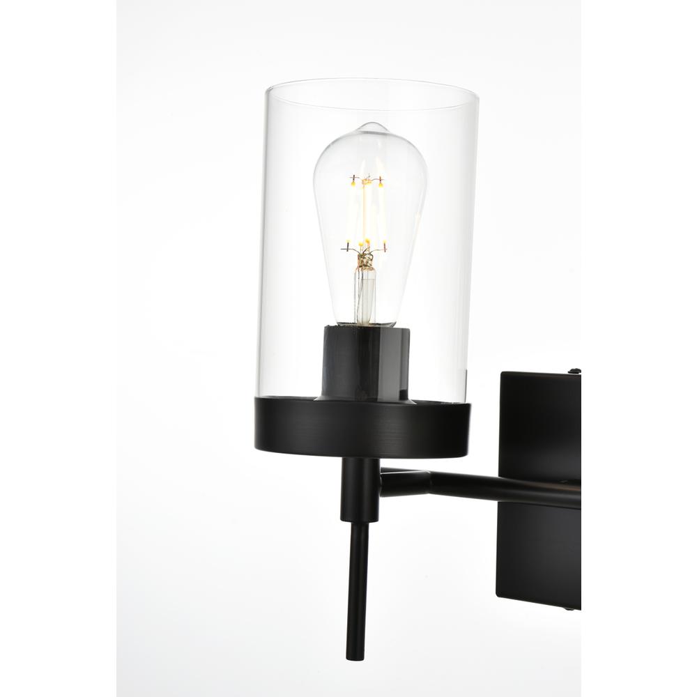 Left. Living District - Benny 2 light Black and Clear Bath Sconce - Black And Clear.