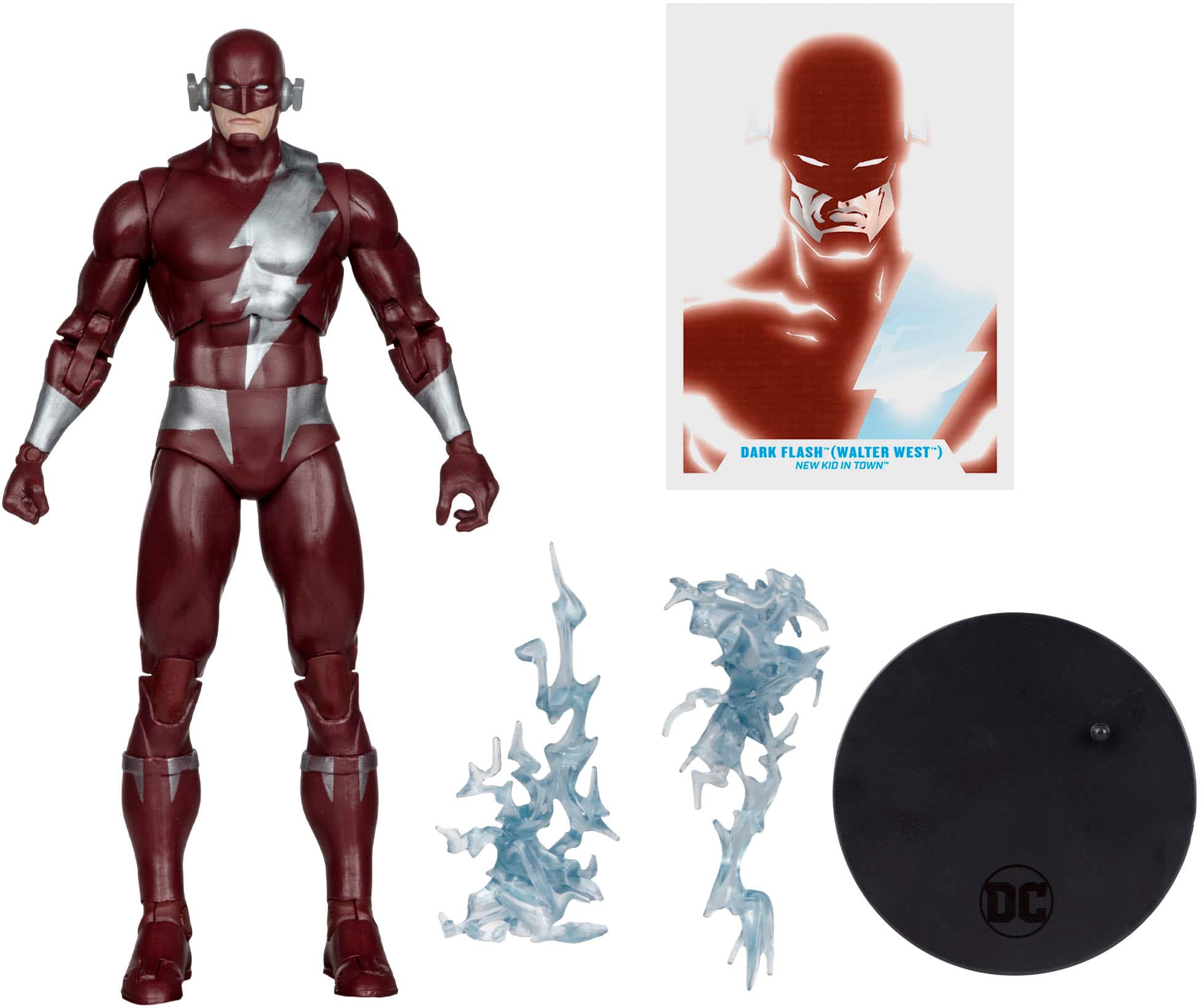 "DC" is the correct text to group with the other text. The other text is "DARK FLASH (WALTER WEST) NEW KID IN TOWN".